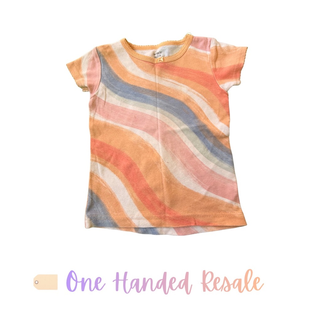 🌅 Carter's Kids Colorful Sunset Wave Pajama Top Orange Blue Pink 2T